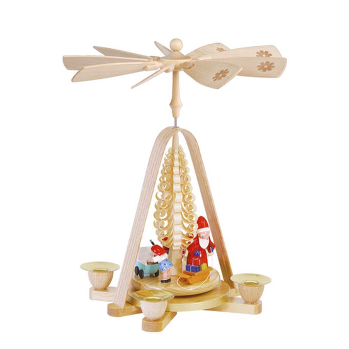 10.5″ Richard Glaesser Santa and Toys Christmas Pyramid Candle Holder