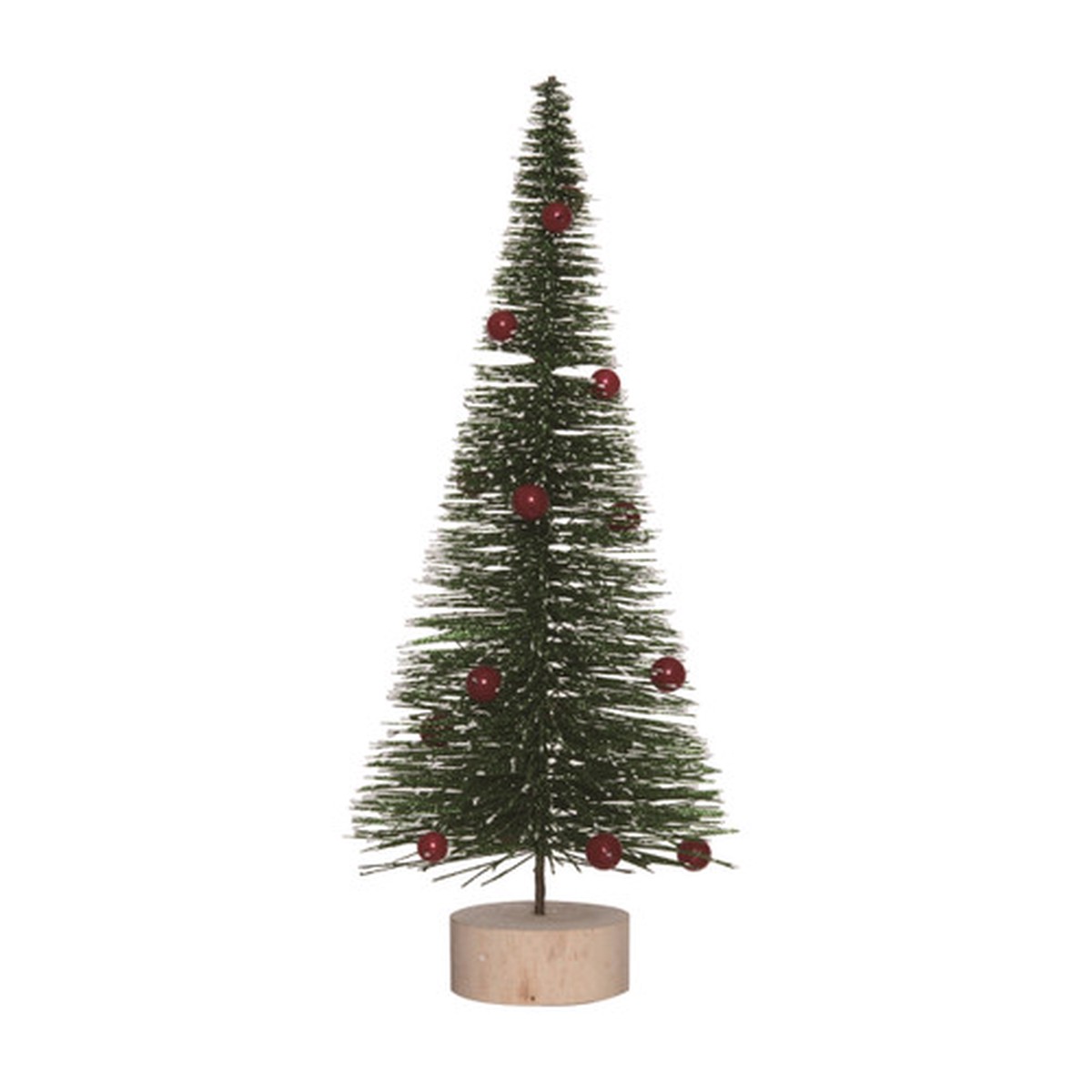 14″ Green and Red Bottlebrush with Ornaments Artificial Christmas Tree, Unlit