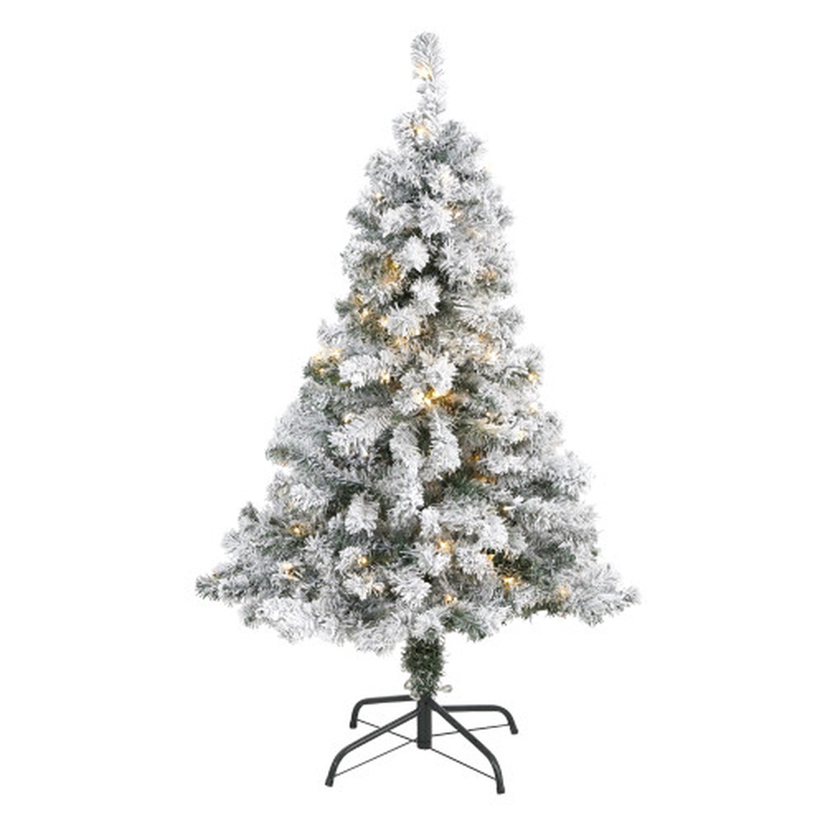 4′ Pre-Lit Flocked Rock Spruce Artificial Christmas Tree, Warm Clear LED Lights