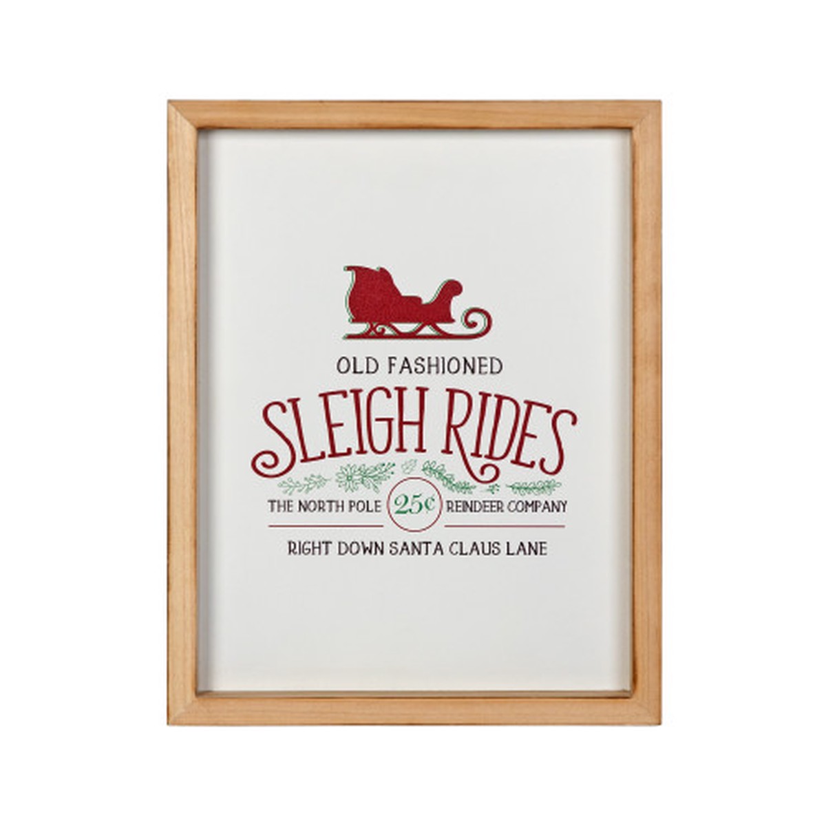 “Old Fashioned Sleigh Rides” Christmas Wooden Framed Wall Art – 11″ x 14″