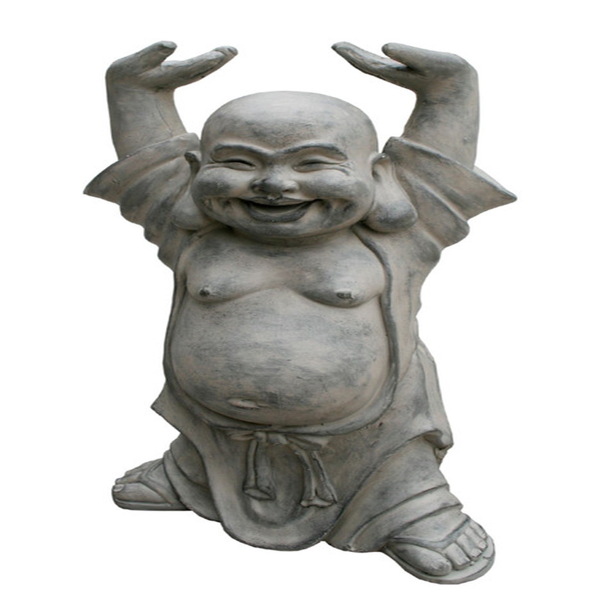 Standing Buddha with Hands Up Outdoor Garden Statue – 17.25″ – Gray