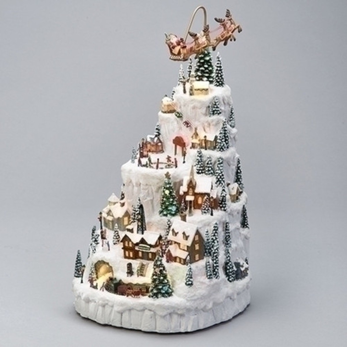 14.5″ White Musical LED Snowy Mountain Christmas Village Scene