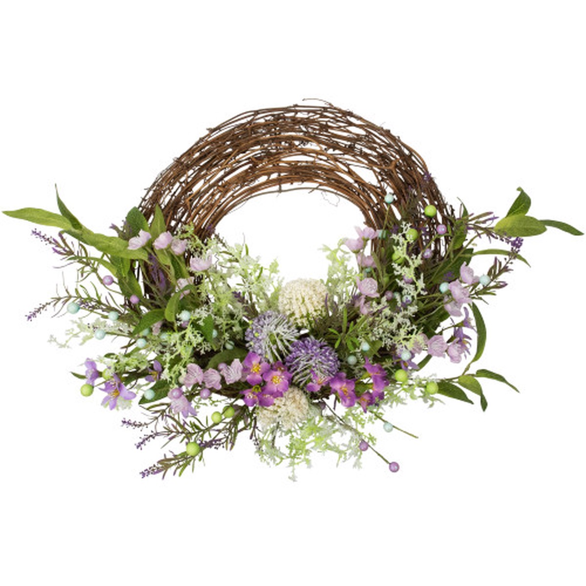 24″ Purple Allium, Statice and Lavender Half Spring Wreath