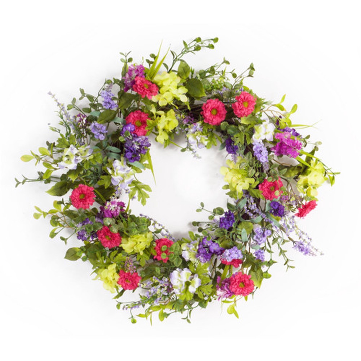 24” Purple and Pink Mixed Floral Spring Artificial Wreath – Unlit