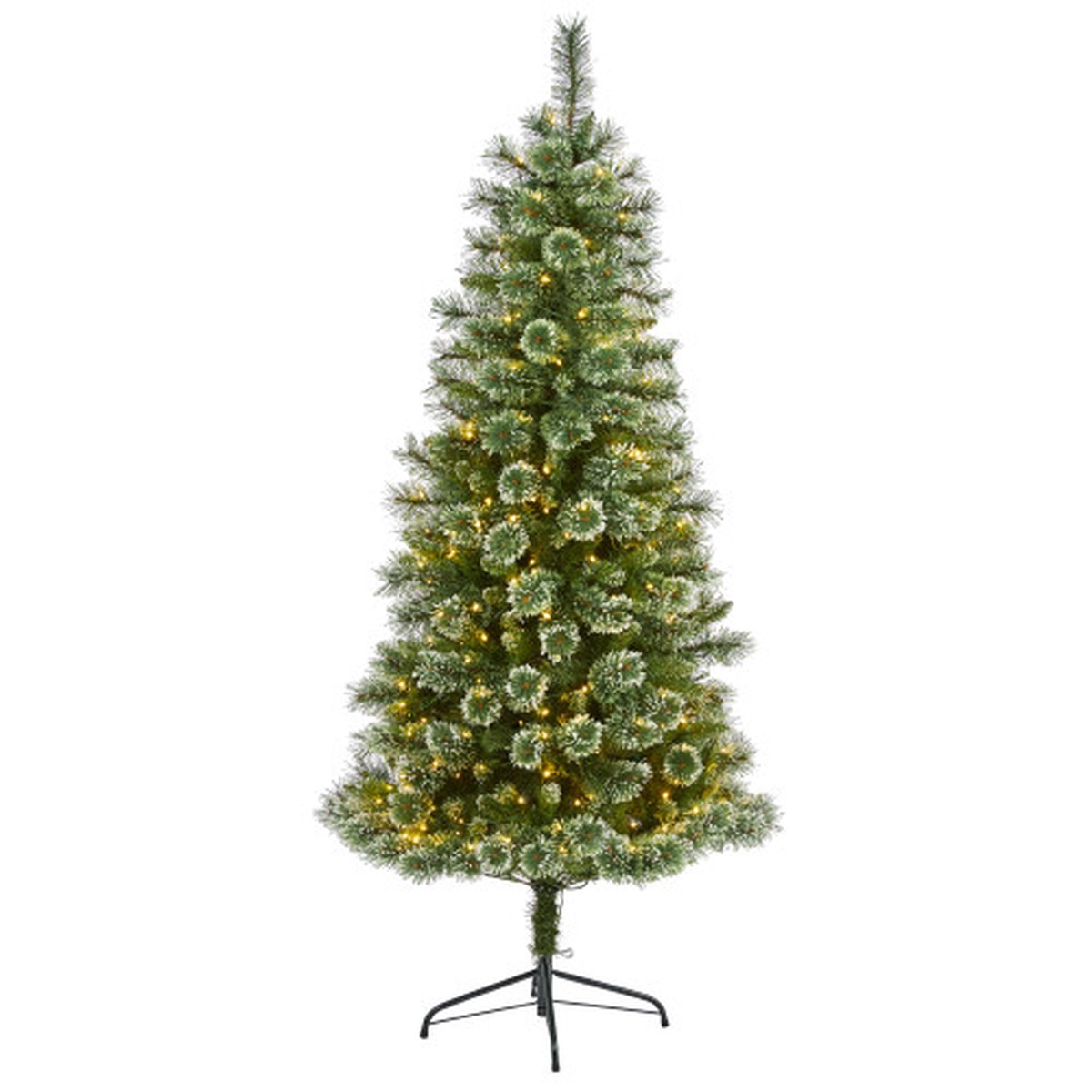 6 Pre-Lit Wisconsin Slim Snow Tip Pine Artificial Christmas Tree, Clear LED Lights