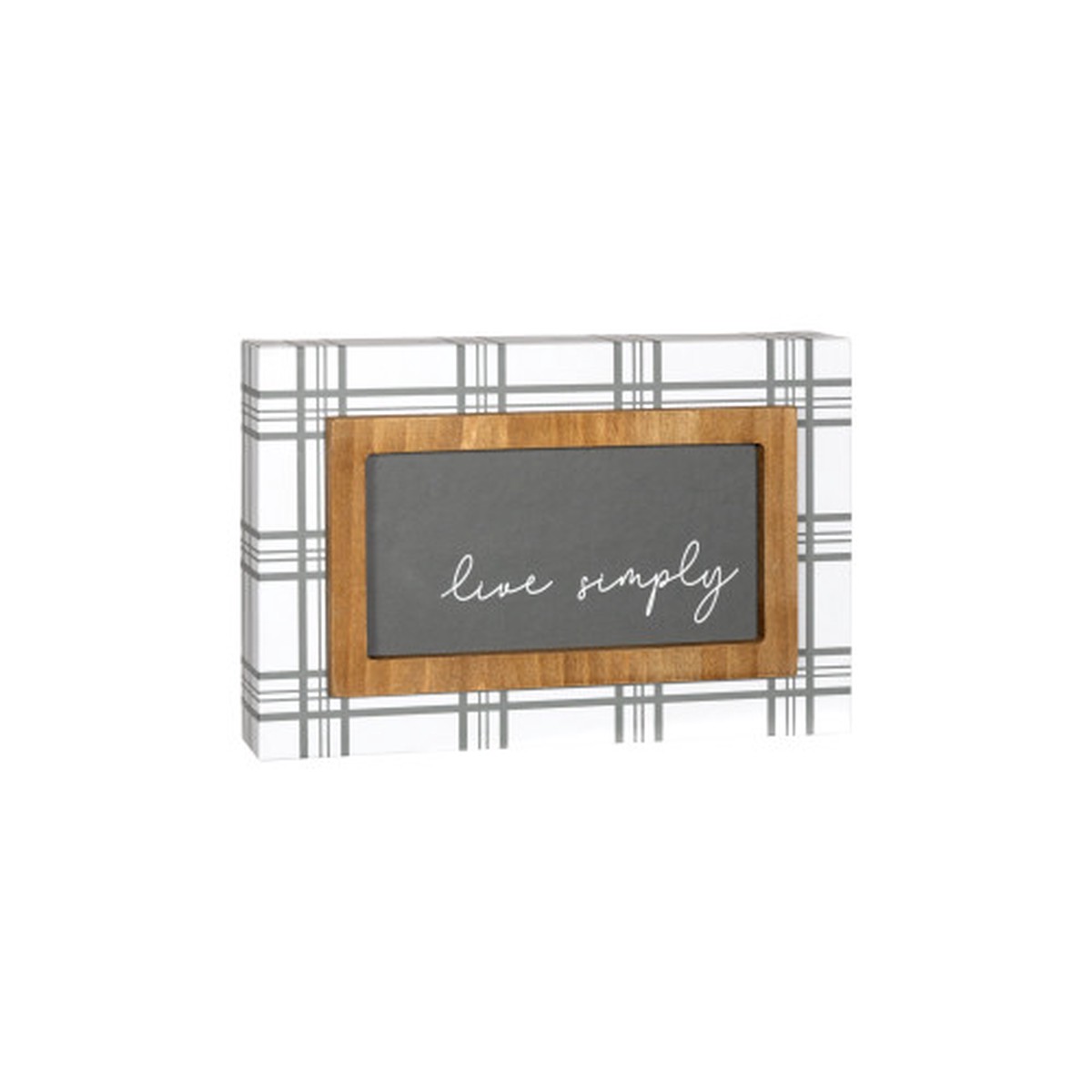 “Live Simply” Wooden Tabletop Sign Decoration – 6″ – Gray and White