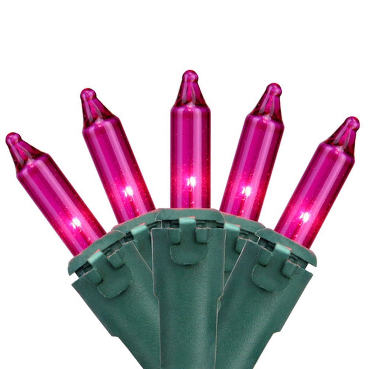 Set of 100 Pink Mini Christmas Lights 4.25" Spacing - Green Wire
