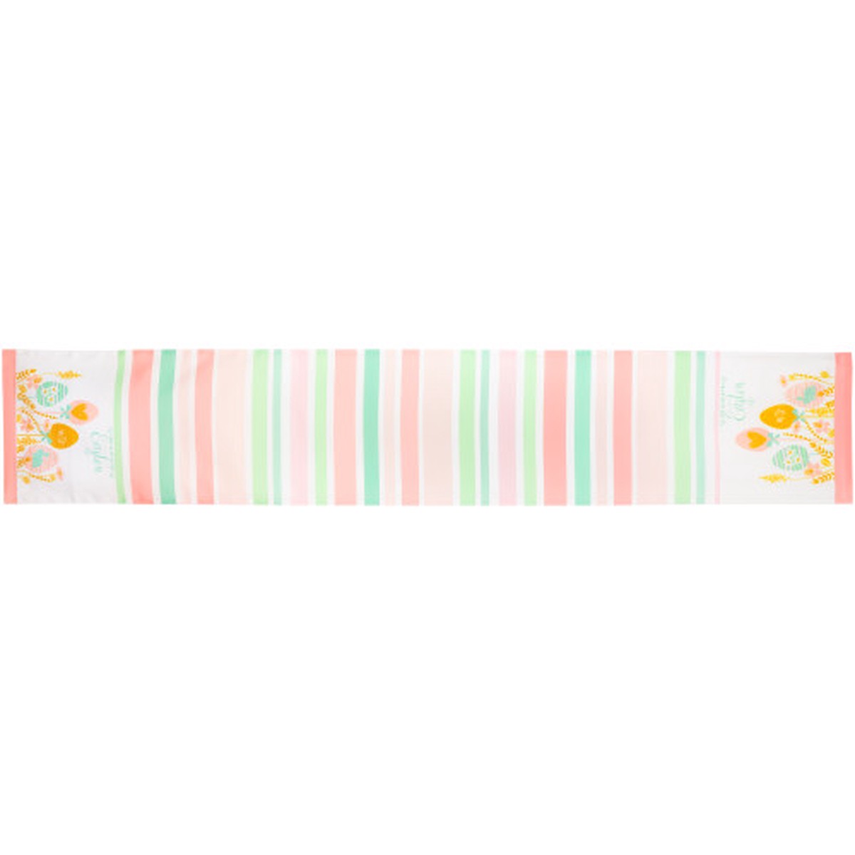 Striped Pastel Happy Easter Table Runner – 72″ – Pink and Green Green