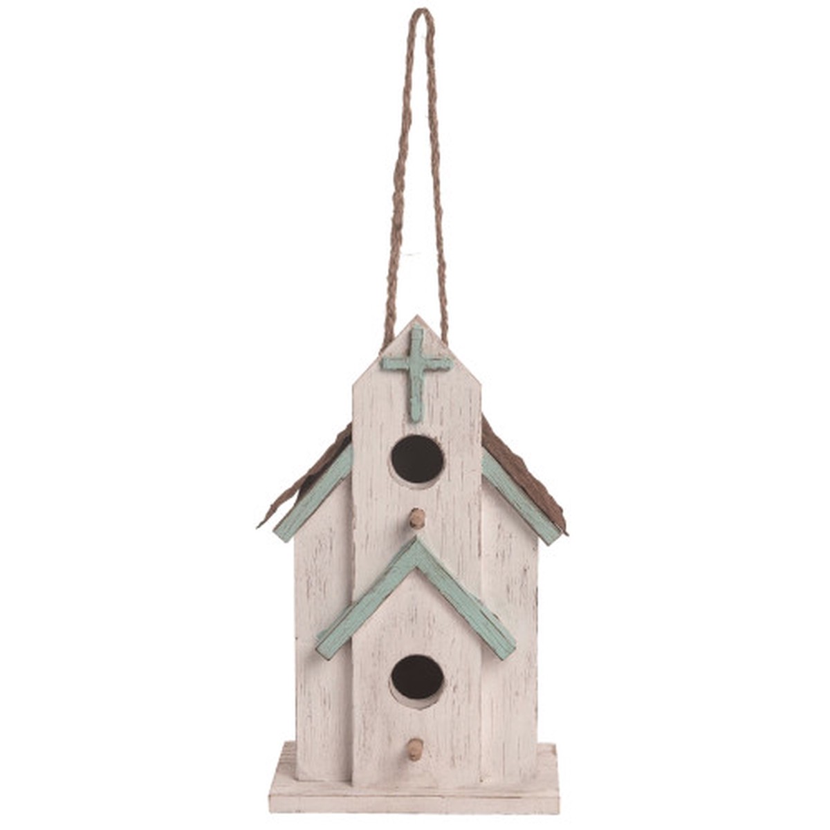 10.75″ White and Brown Easter Church Birdhouse