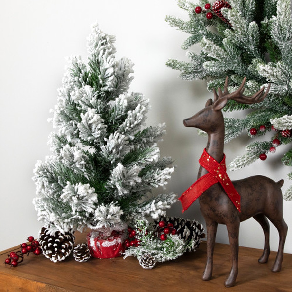 18″ Full Flocked Angel Pine Artificial Mini Christmas Tree – Unlit