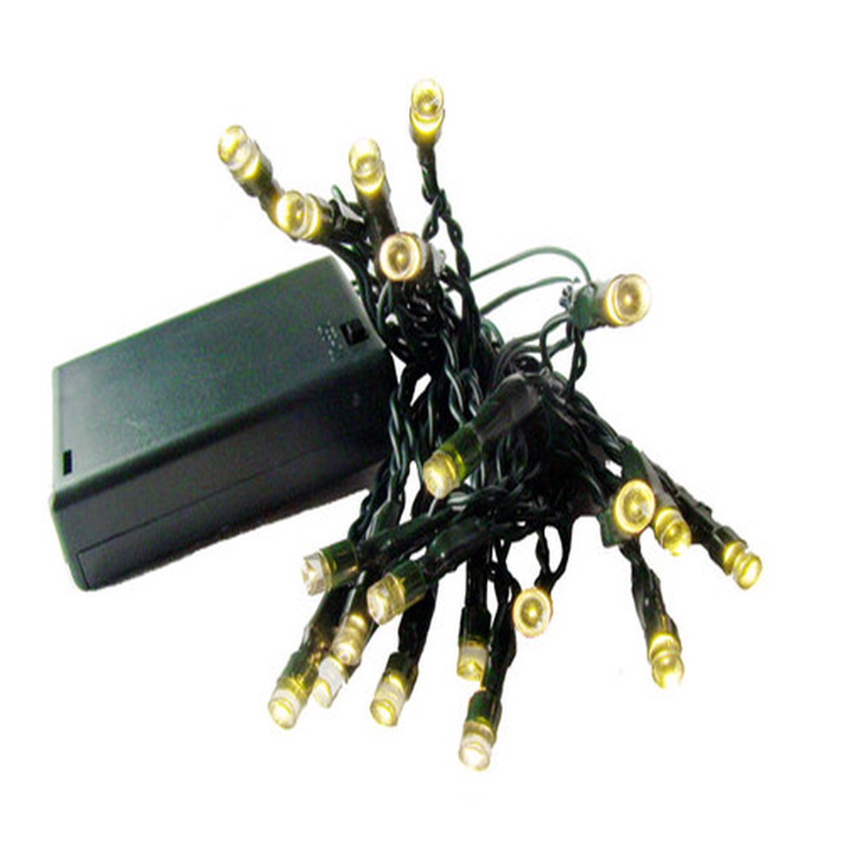 20 Battery Operated Clear LED Wide Angle Christmas Lights – 6.25 ft Green Wire