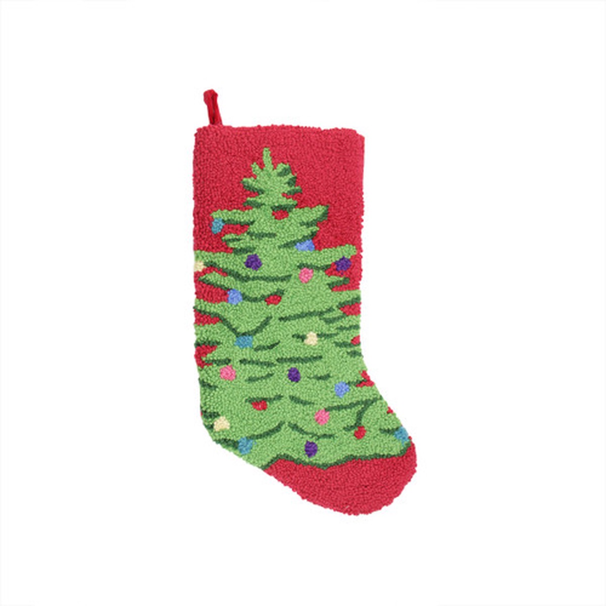 21" Plush Loop Knit and Velveteen Classic Holiday Tree Patterned Christmas Stocking