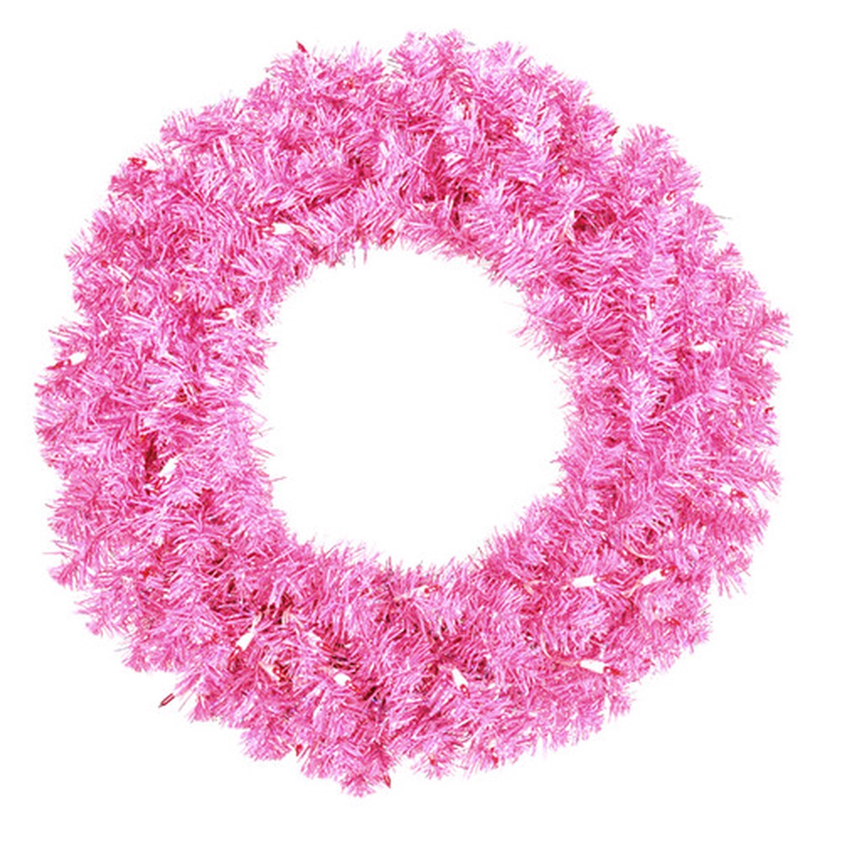 24" Pre-Lit Hot Pink Artificial Christmas Wreath - Pink Lights