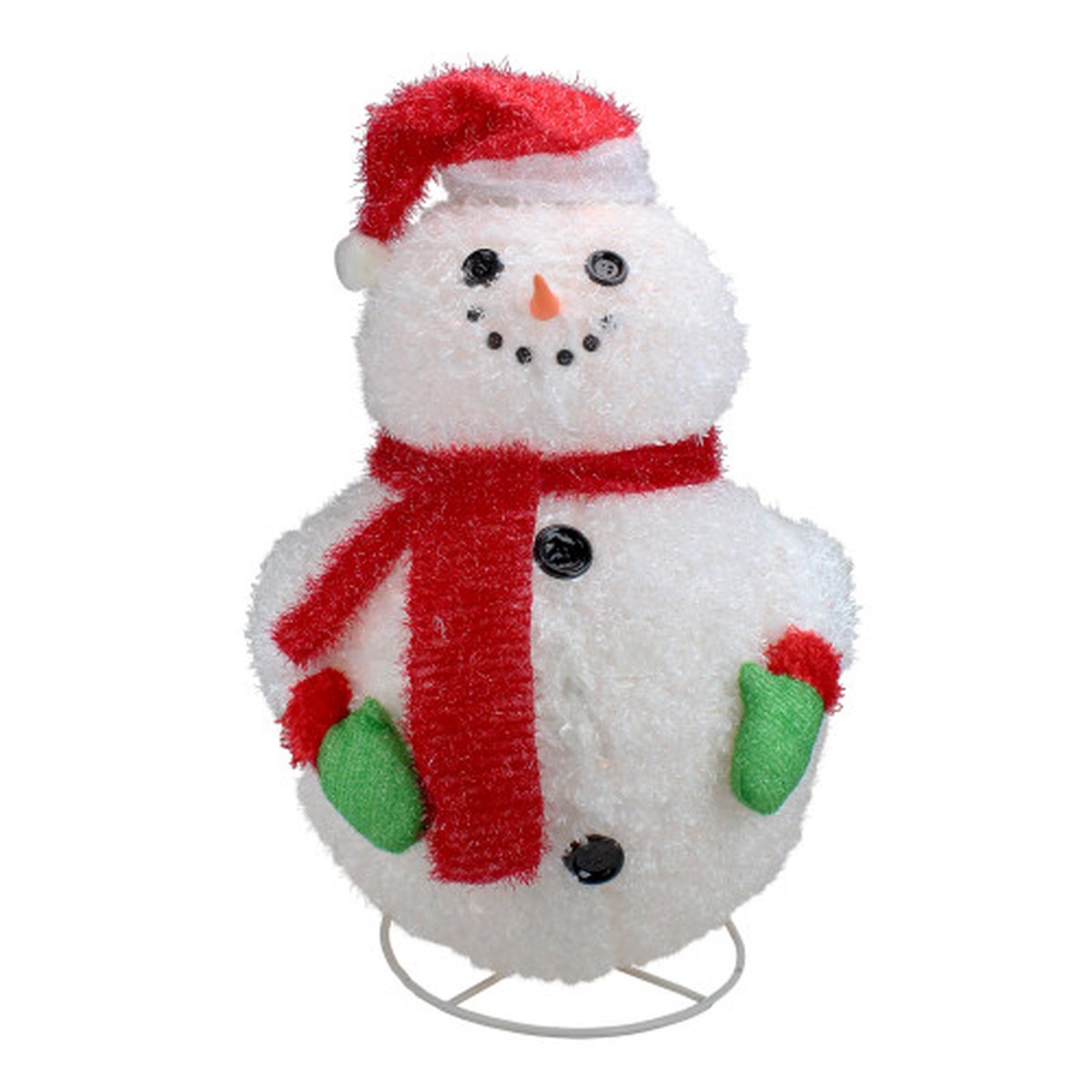 24″ Pre-Lit Red and White 3-D Jolly Winter Snowman Collapsible Outdoor Christmas Decor