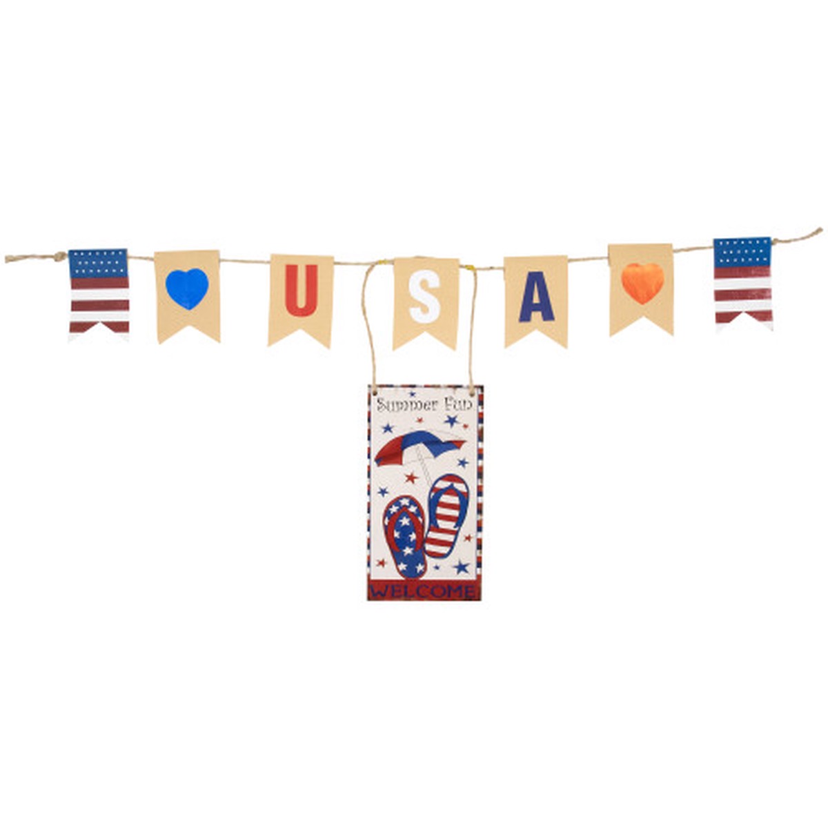 30.5″ Americana USA Welcome Summer Fun 4th of July Hanging Wall Decoration