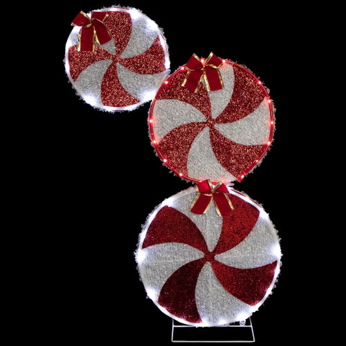 32″ LED Lighted Stacked Peppermint Candies Christmas Yard Decoration
