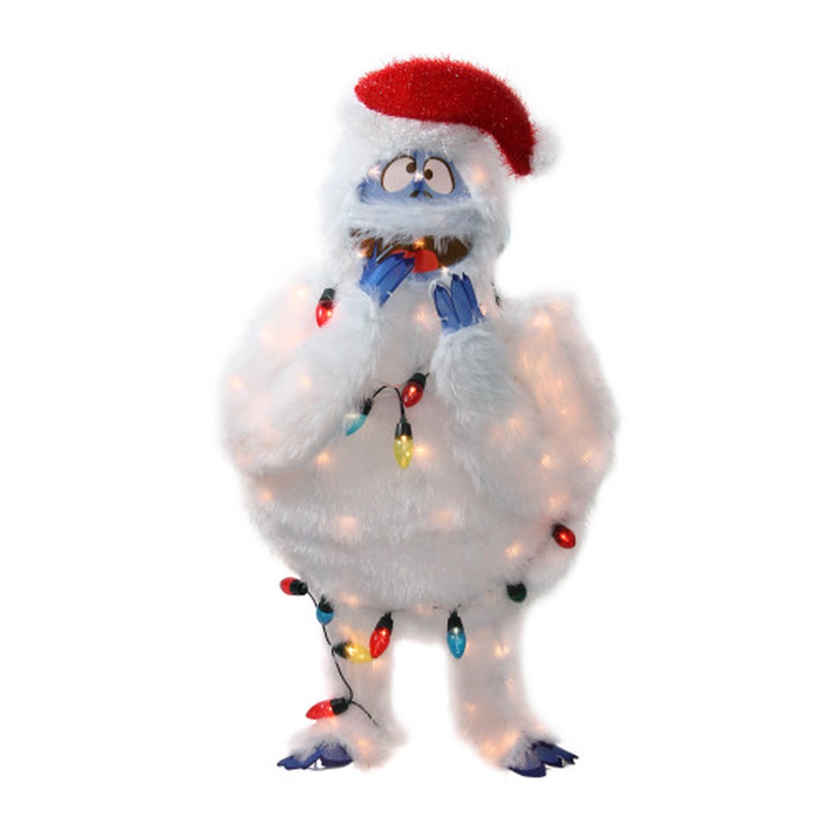 32″ Pre-Lit Faux Fur Bumble with Light Strand Christmas Outdoor Decoration – Clear Lights