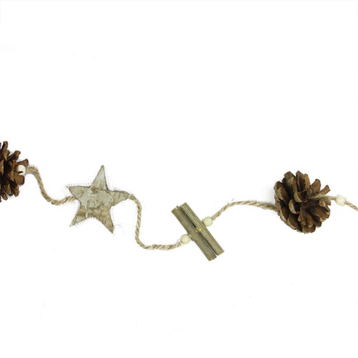 5′ Natural Brown Birch Bark Stars, Twigs and Pine Cone Artificial Christmas Garland – Unlit