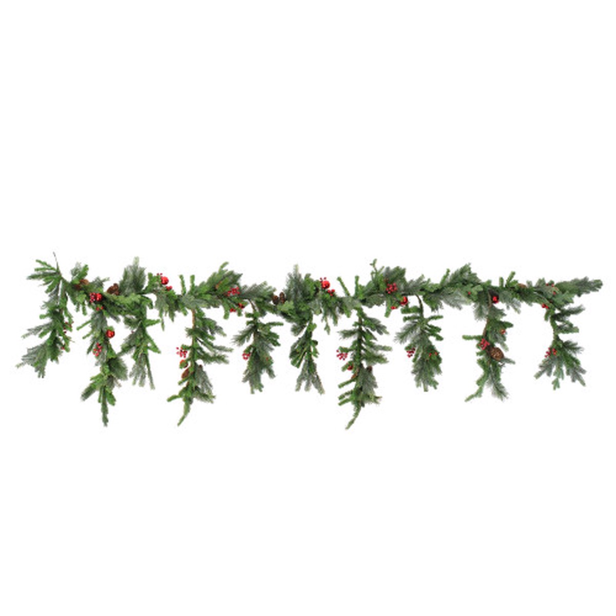 6.5′ x 30″ Red Berry and Ball Ornament Mixed Pine Artificial Christmas Garland – Unlit