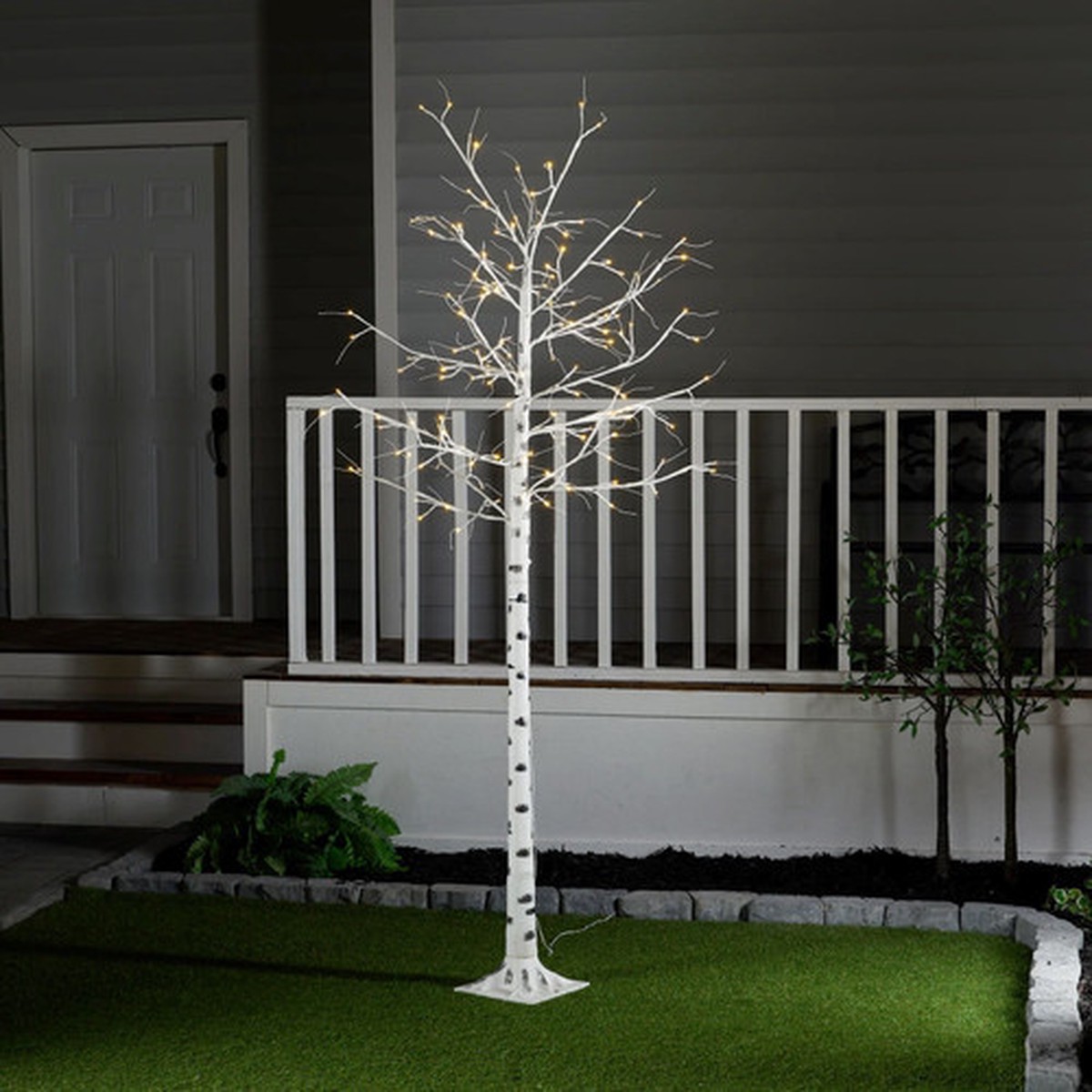 7.75′ Pre-Lit Pencil Birch Artificial Christmas Tree – Warm White LED Lights
