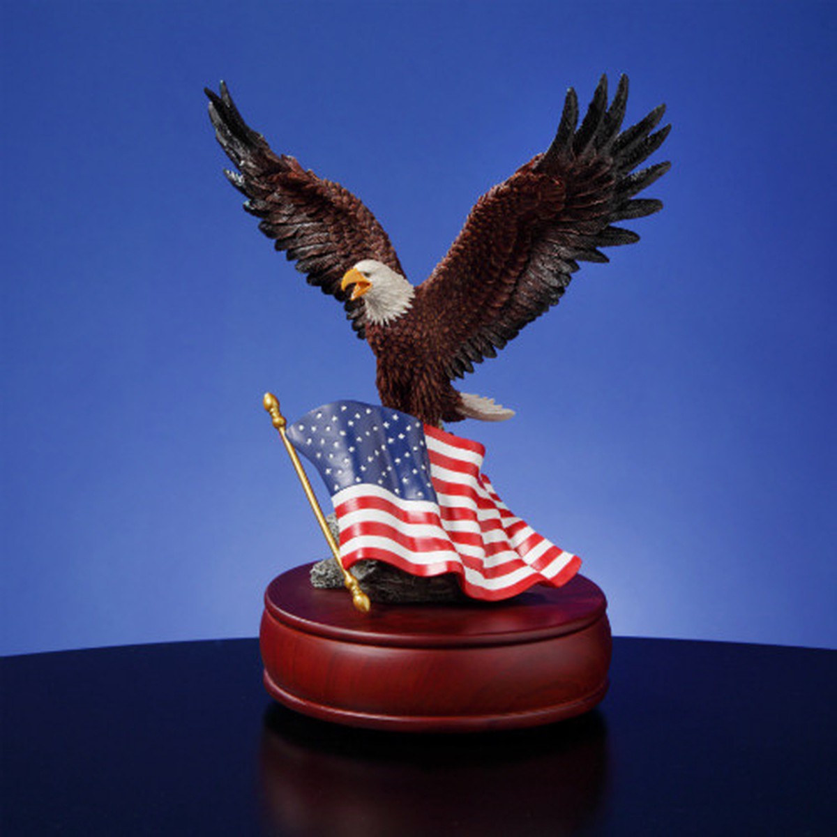 9.5″ Musical America The Beautiful American Bald Eagle Figurine