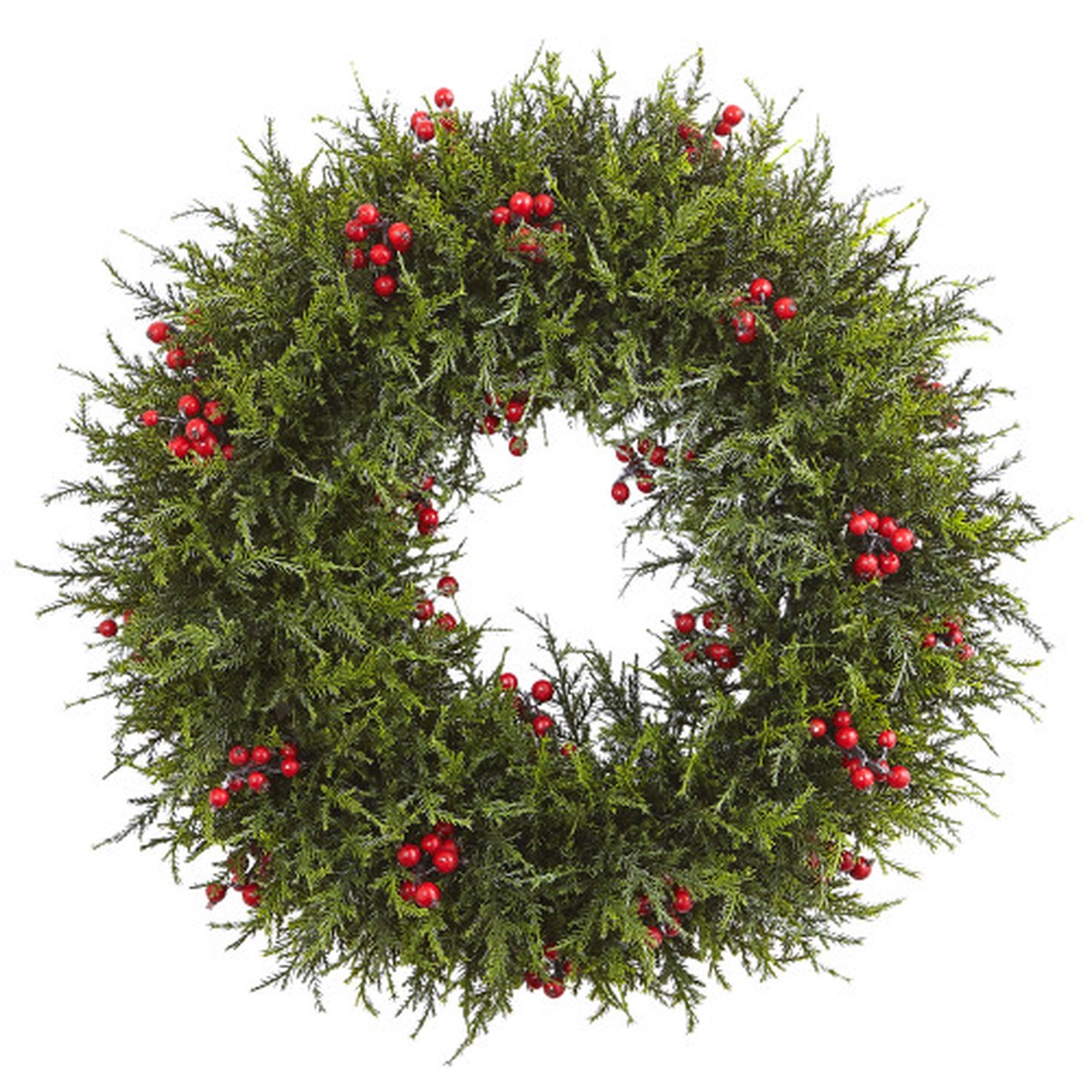 Artificial Cedar Berries Wreath, 20-Inch, Unlit
