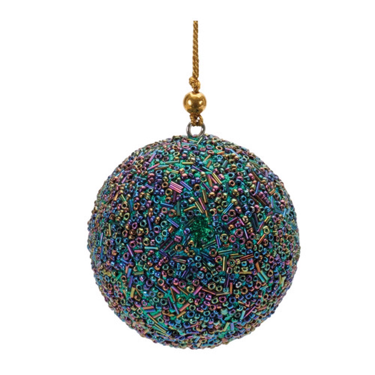 Beaded Glass Christmas Ball Ornaments – 2.75″ (70mm) – Multi-Color – 12ct