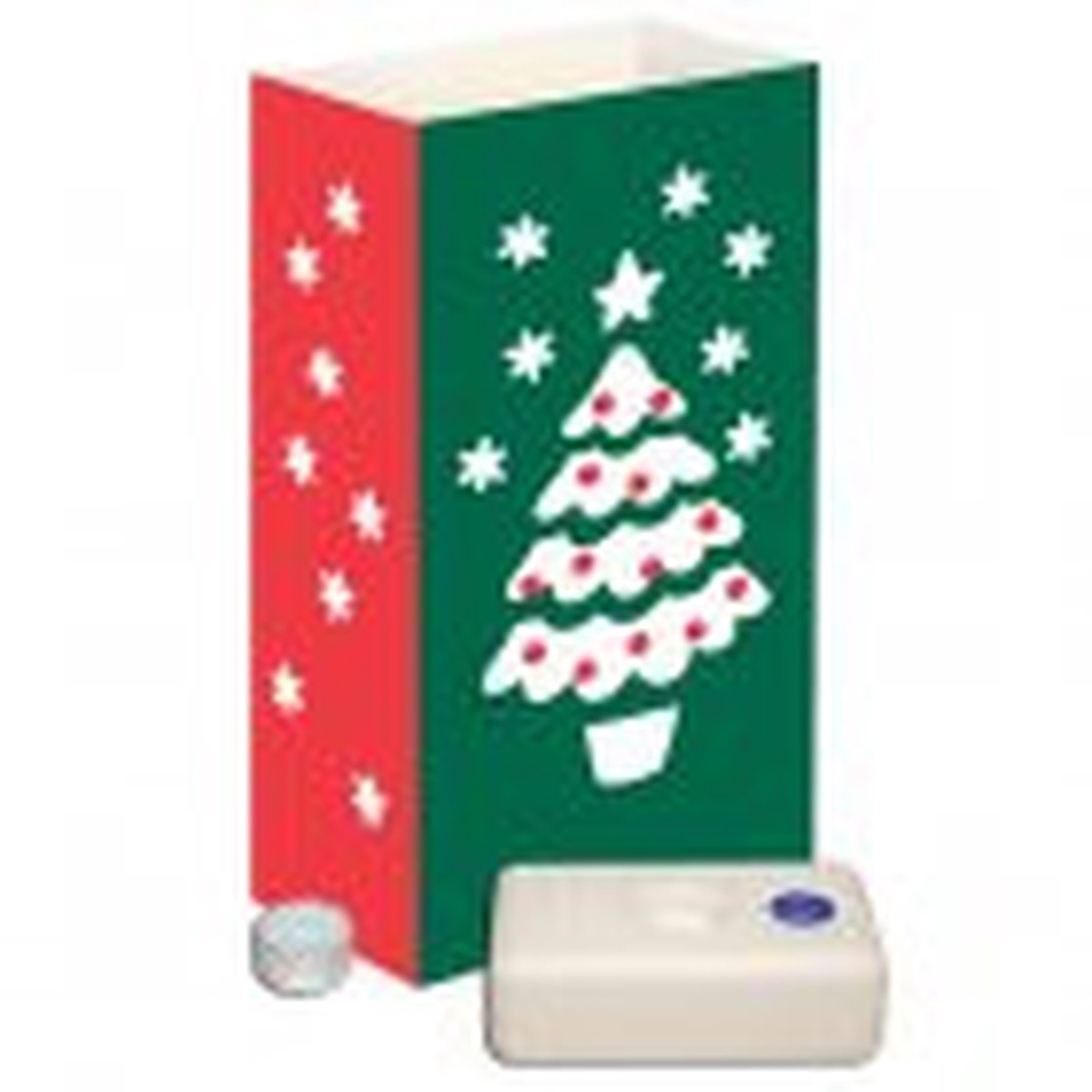 Pack of 12 Lighted Wax Tea Candles Christmas Tree Luminaria Kit