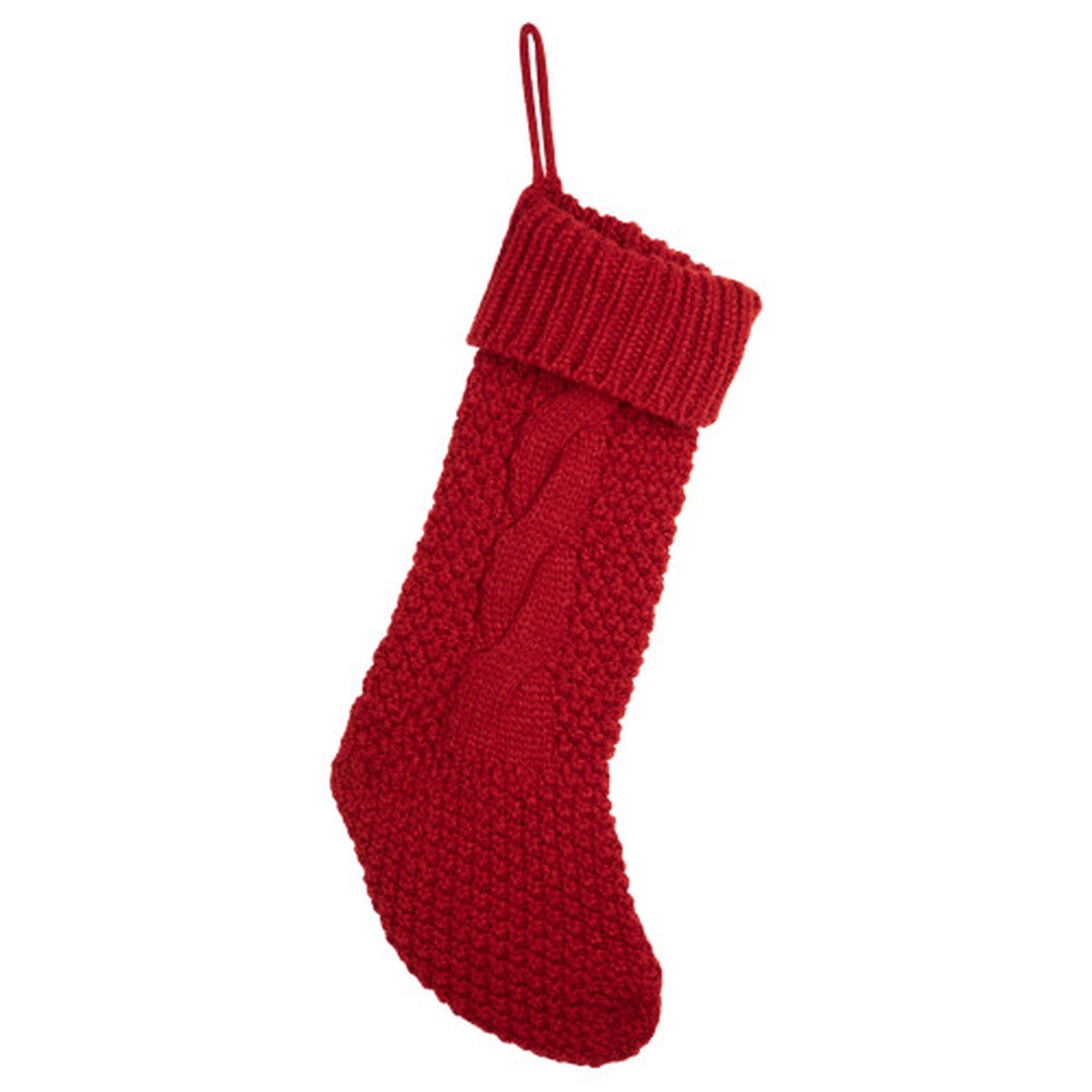 Textured Cable Knit Christmas Stocking - 20" - Red