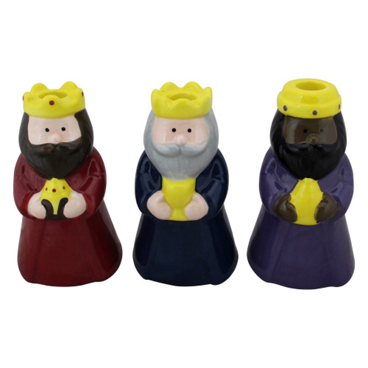 We Three Kings Ceramic Christmas Candle Holders – 6.5″ – Set of 3