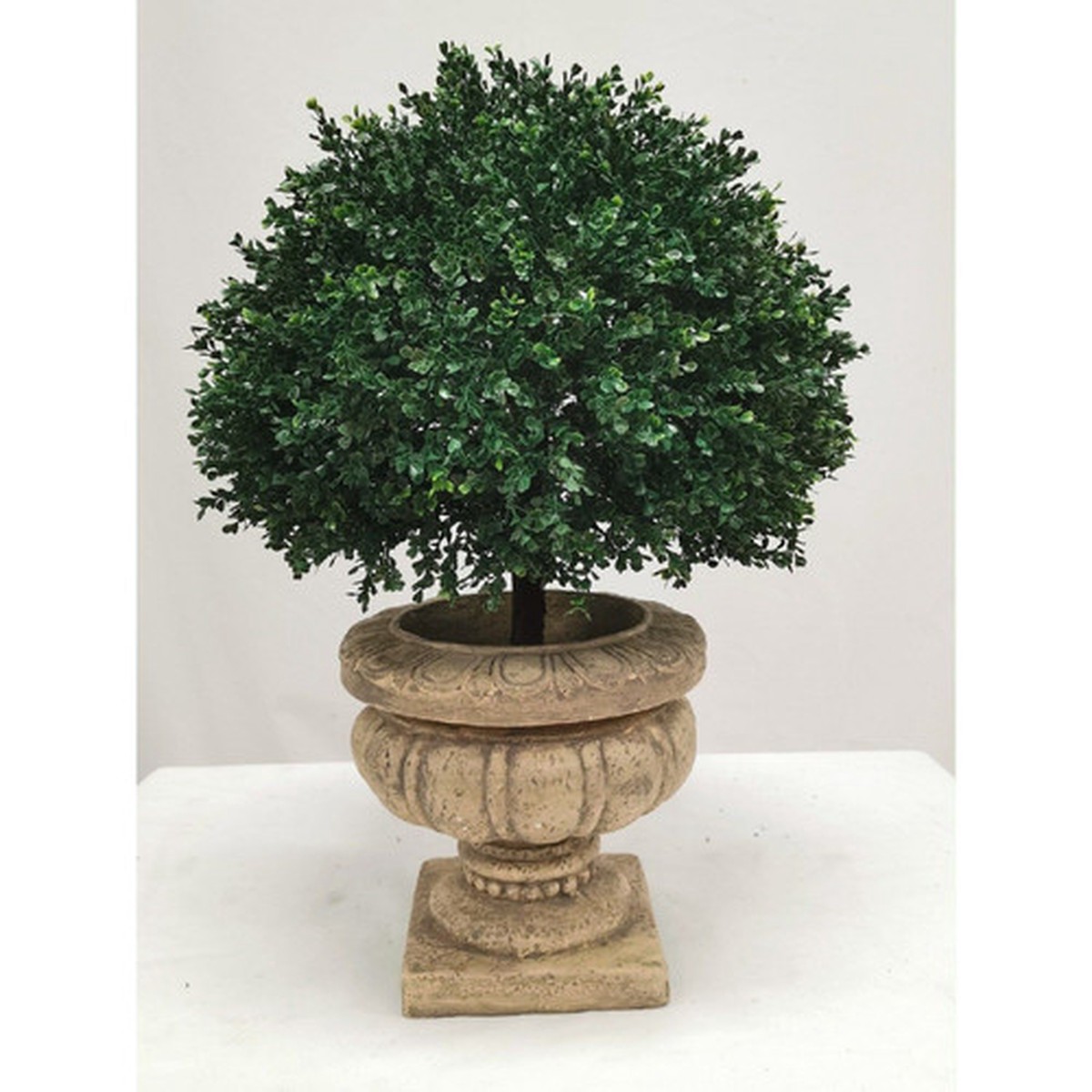 25″ Artificial Boxwood Outdoor Topiary with Urn