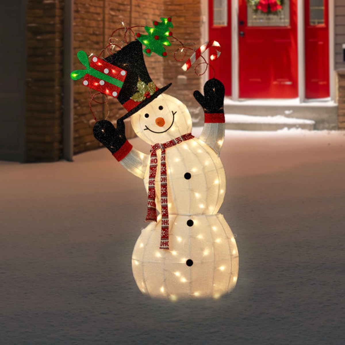 3D Lighted Festive Snowman Outdoor Christmas Decoration – 46″ – Warm White LED