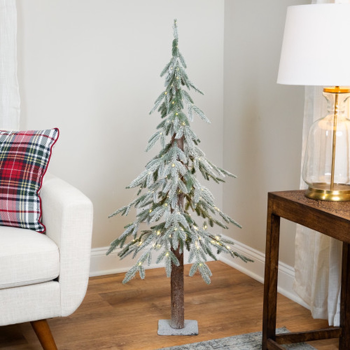 4′ Real Touch Pre-Lit Alpine Flocked Artificial Christmas Tree – Clear LED Lights