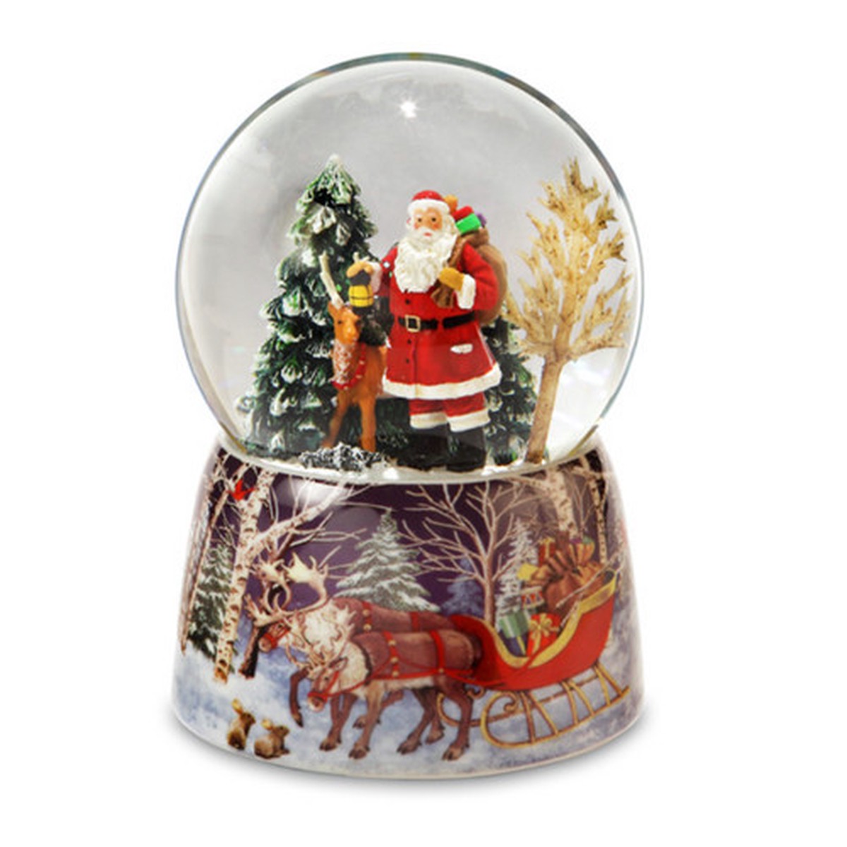 6″ Santa Claus and Reindeer “Jolly Old Saint Nick” Water Globe