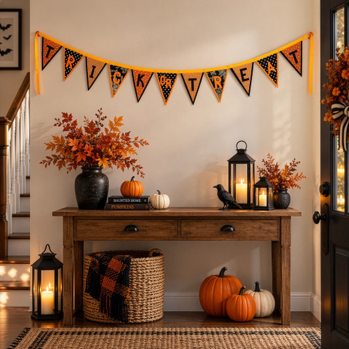 11.5′ Trick or Treat Halloween Pennant Banner Decoration – Black and Orange