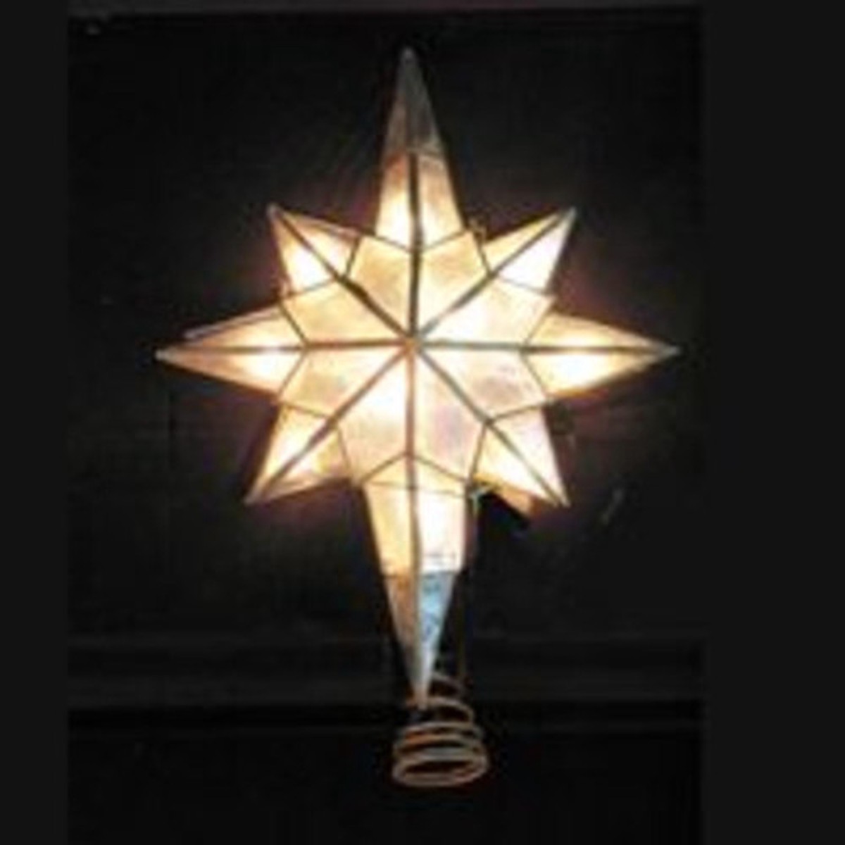 11″ Lighted Capiz Bethlehem Star Christmas Gold Trim Tree Topper – Clear Lights