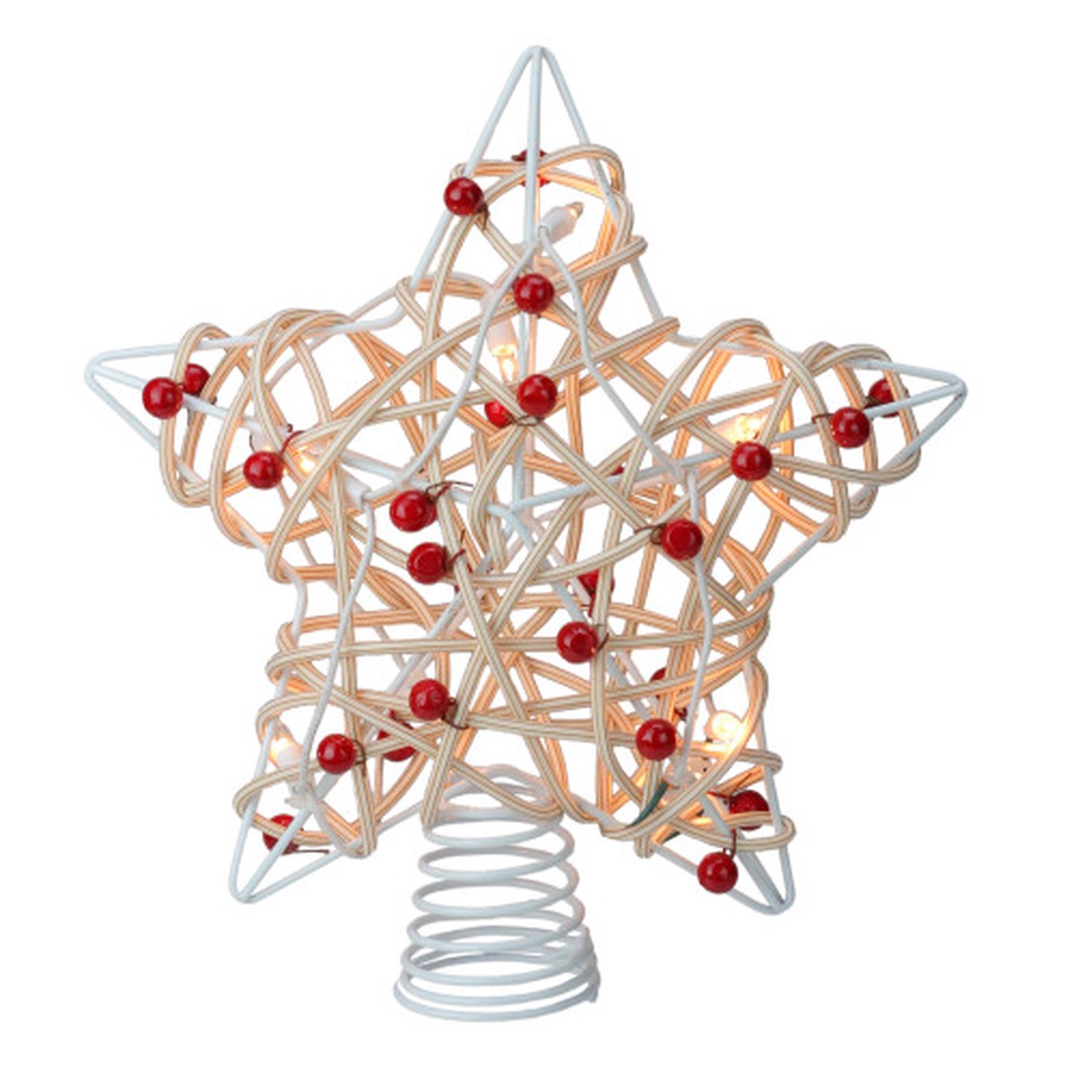 12 Lighted White Birch Berry Star Christmas Tree Topper – Clear Lights