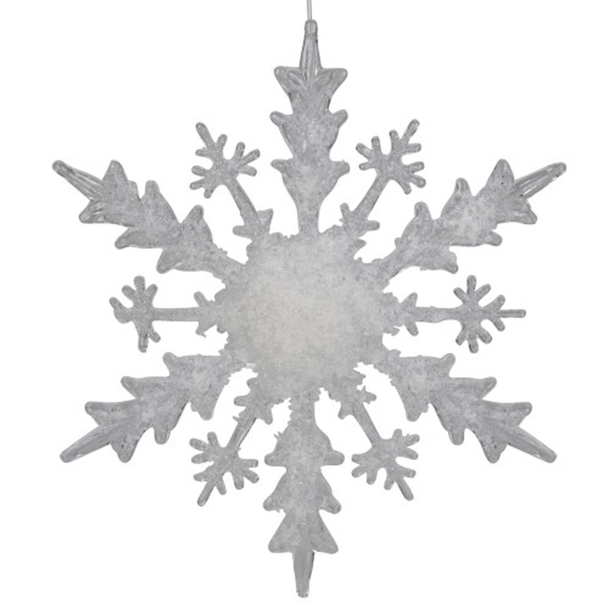 12″ White Glittered Large Snowflake Christmas Ornament