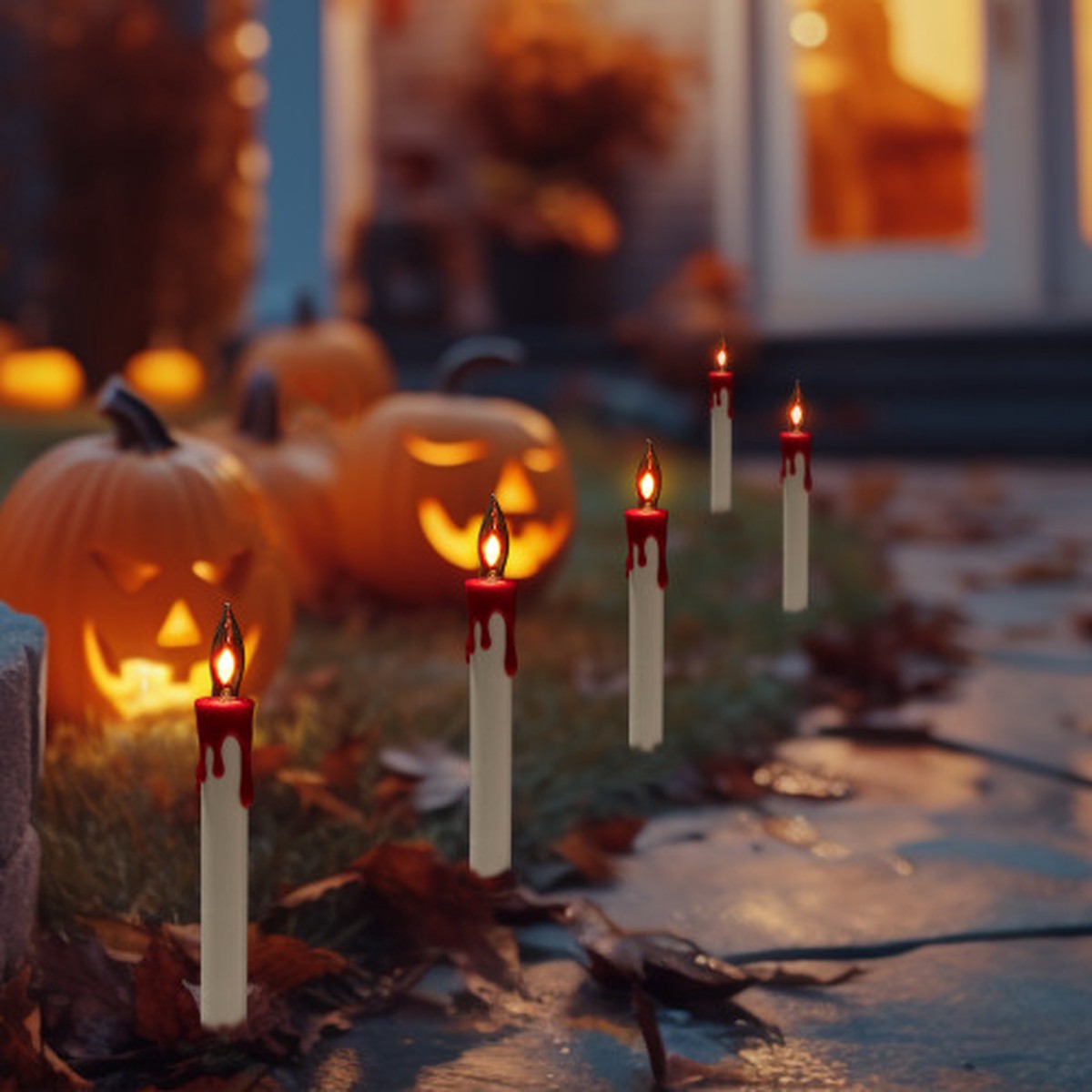 15.25″ Lighted Flickering Candle Halloween Outdoor Pathway Markers – Set of 5