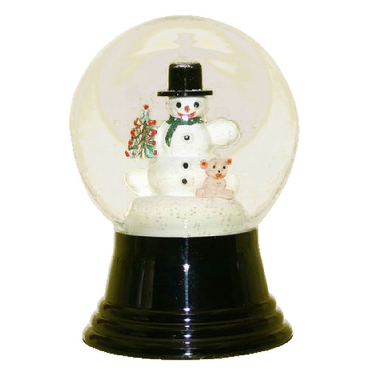 5″ Black and White Perzy Snow Globe Medium Snowman with Bear Decoration