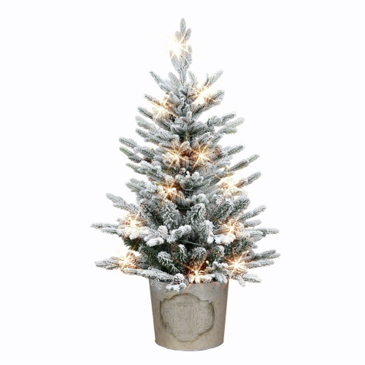 Pre-lit Flocked Potted Artificial Christmas Tree - 3 - Warm White LED Lights