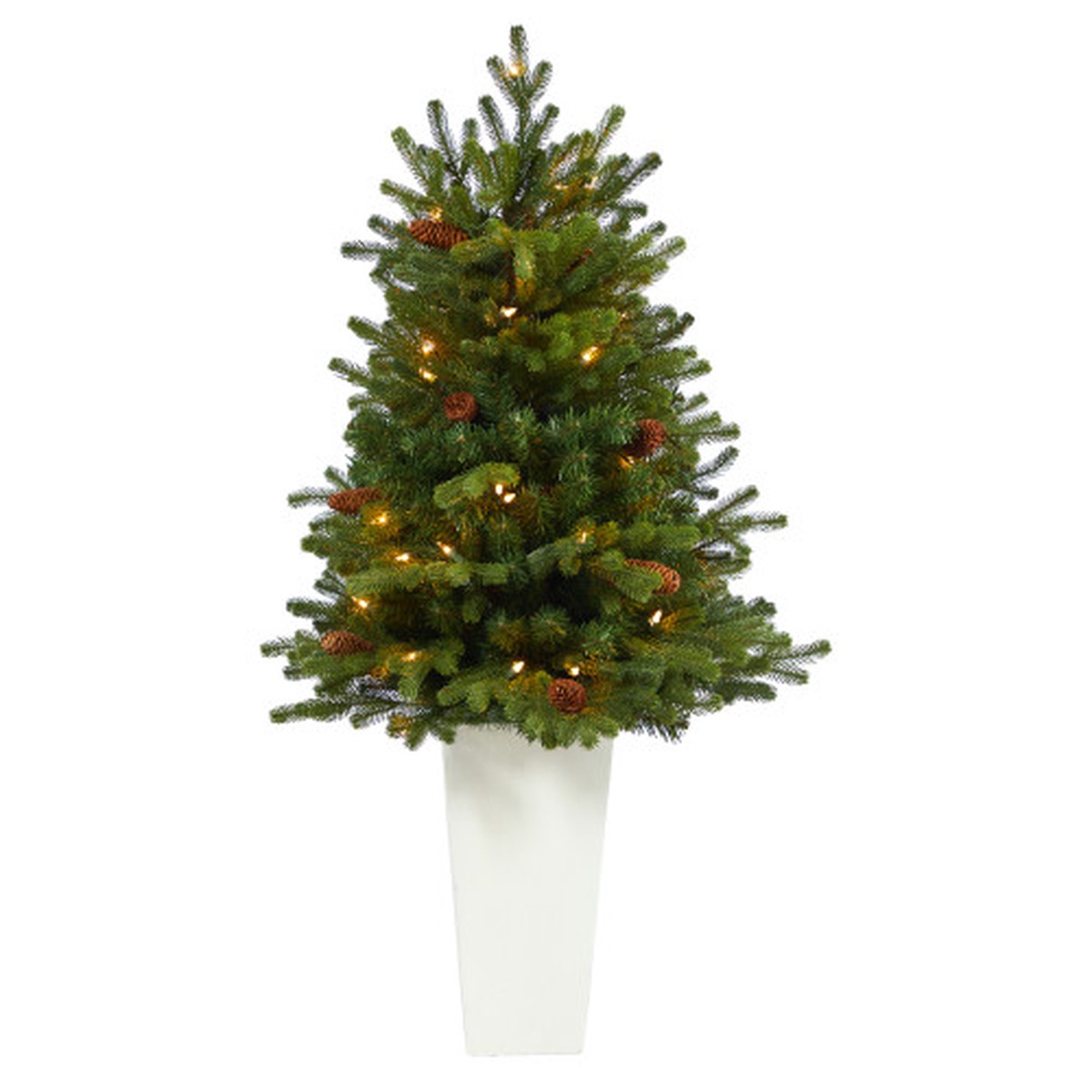Pre-Lit Potted Yukon Mountain Fir Artificial Christmas Tree – 3.5′ – Clear Lights