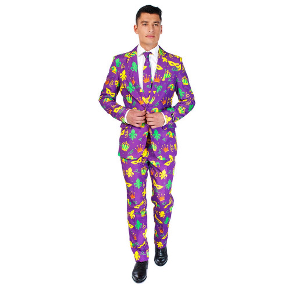 Purple and Yellow Men’s Adult Mardi Gras Slim Fit Suit – Large