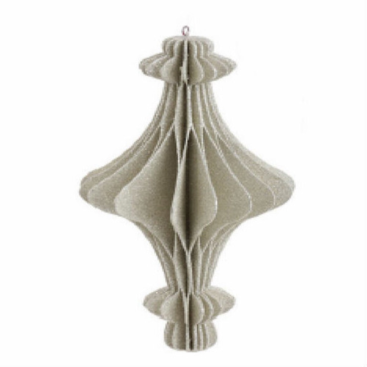 10″ Eco Country Silver Glitter Corrugated Three Orbed Christmas Finial Ornament