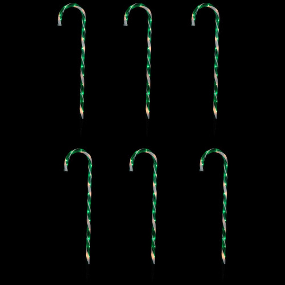 28″ Lighted Candy Cane Outdoor Christmas Pathway Markers – Green – Set of 6