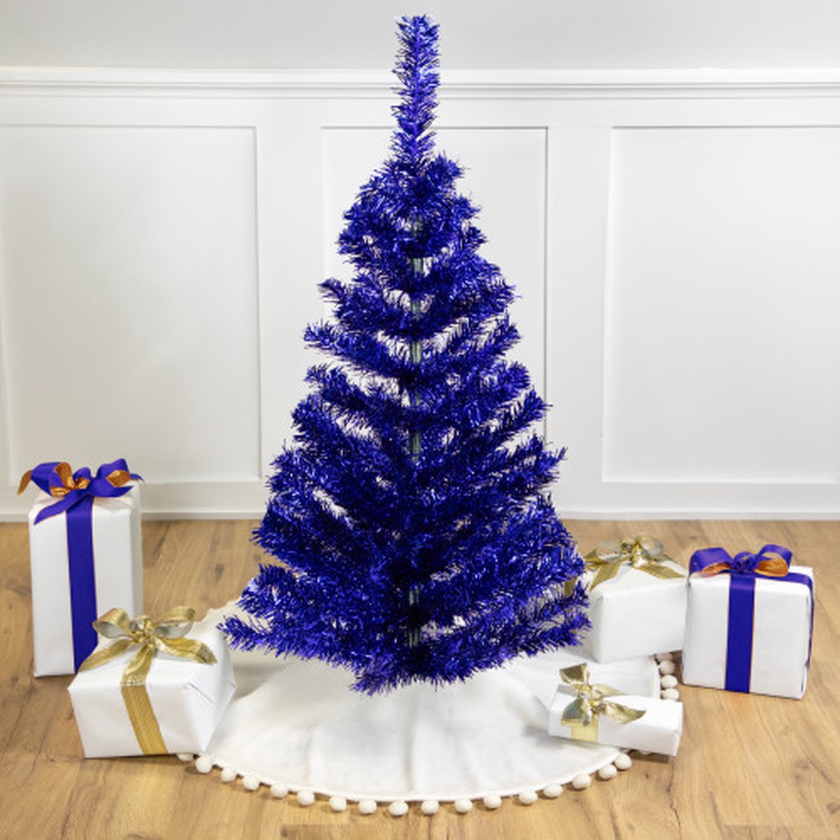 3′ Artificial Tinsel Christmas Tree – Deep Blue – Unlit