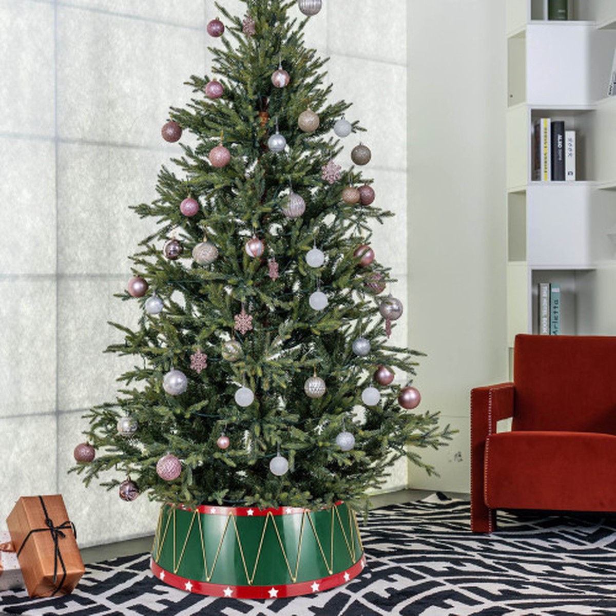 Drum Christmas Tree Collar – 25.5″ – Green and Red