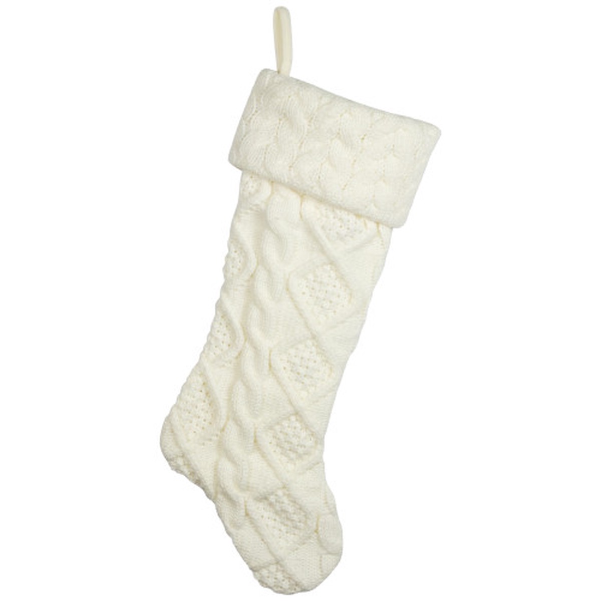 Cable Knit Christmas Stocking with Cuff - 21.5" - Cream