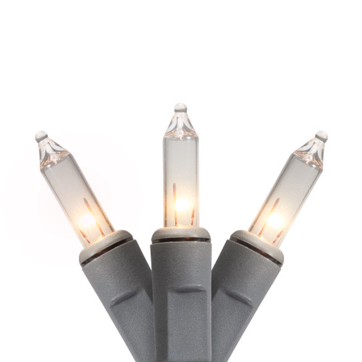 Clear Mini Christmas Commercial Light Set – 6″ Spacing – Gray Wire – 100ct