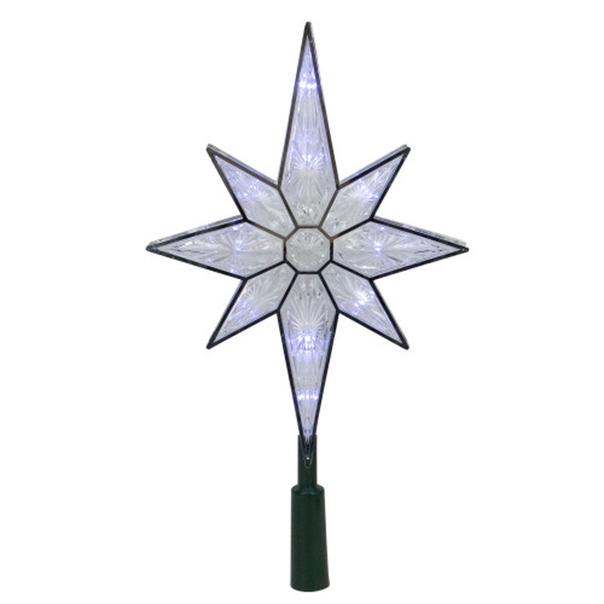 10.5″ LED 8-Point Star Christmas Tree Topper – Pure White Lights